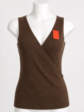 Vera Wang Brown Sleeveless Wrap Knit Top